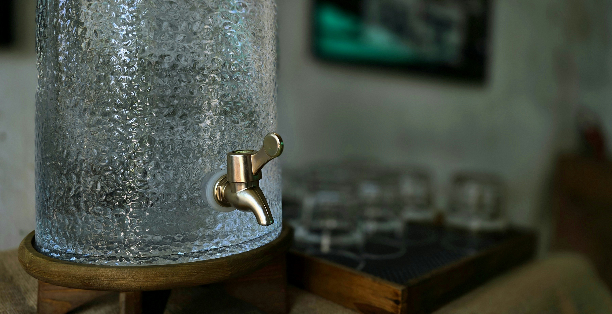 Düse eines Wassersprudlers in Nahaufnahme